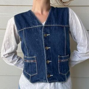 Vintage 80s Loretta Lynn Country Western Denim Button Up Vest, Large